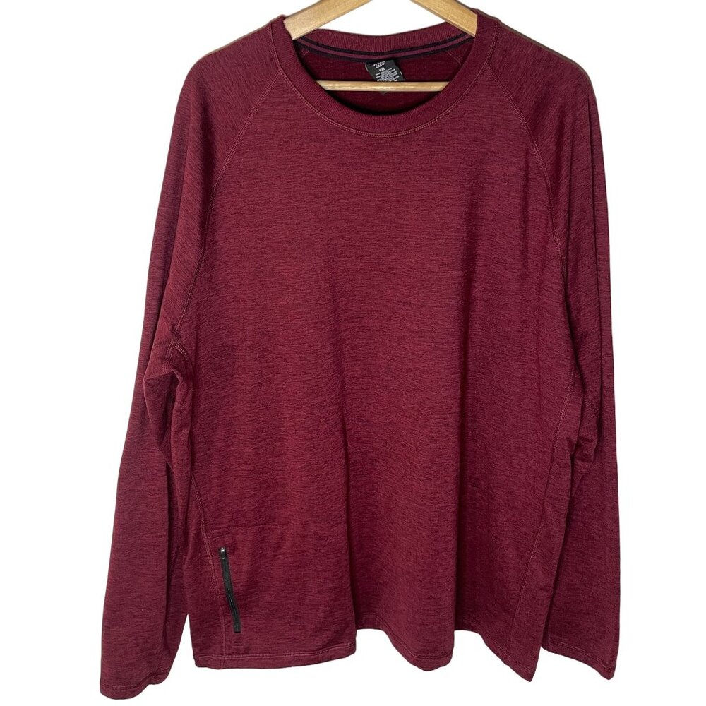 Makers Mark Tech Fleece Crewneck Pullover Marled Men XXL Red Soft Stretchy